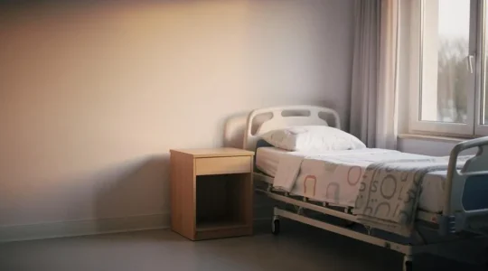 Chambre d'hôpital individuelle vide et lumineuse illustrant le coût de confort lié à l'hospitalisation